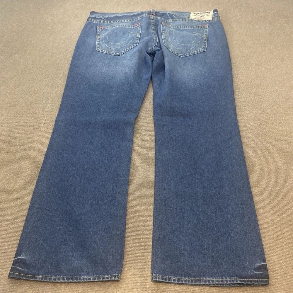 True Religion Straight Jeans Mens Size 44x34 Baggy Wide Leg Y2K‎ Blue Denim